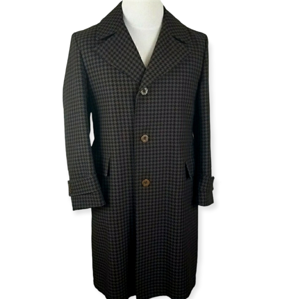 BAROMETER long coat sze 38 brown houdstooth